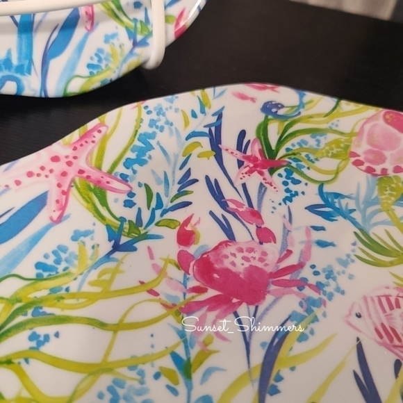 4 Sigrid Olsen Melamine Ocean Sealife Fish luncheon Plates crab turtle Starfish - Picture 4 of 8